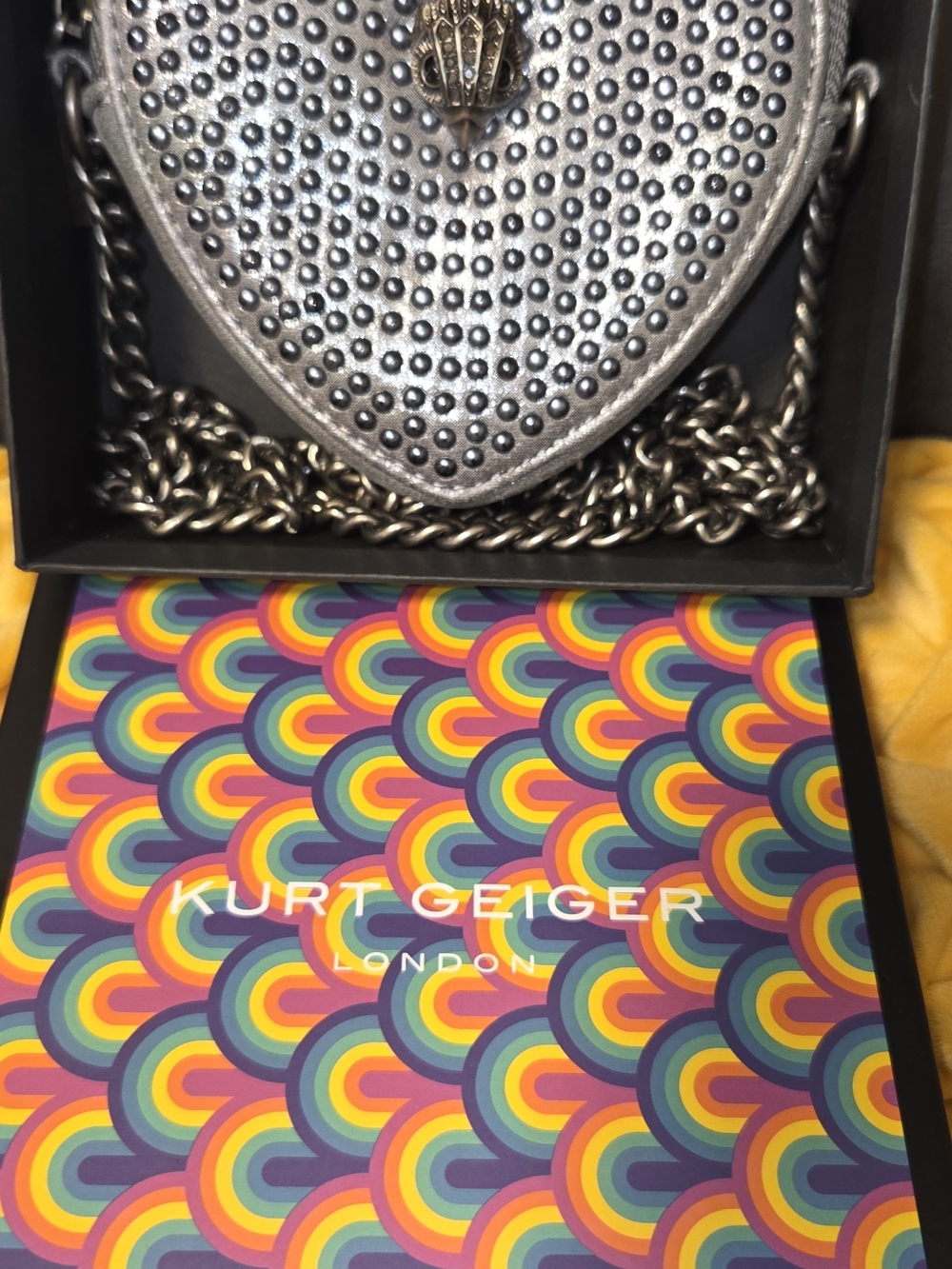 Kurt Geiger Silver Heart Studded Mini Crossbody